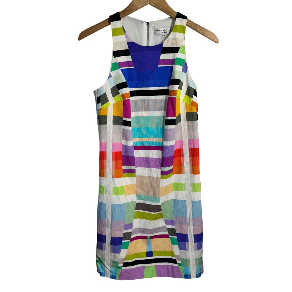 Trina Turk Geometric Sleeveless Shift Dress Multicolor Size 4 NWT Cocktail Party